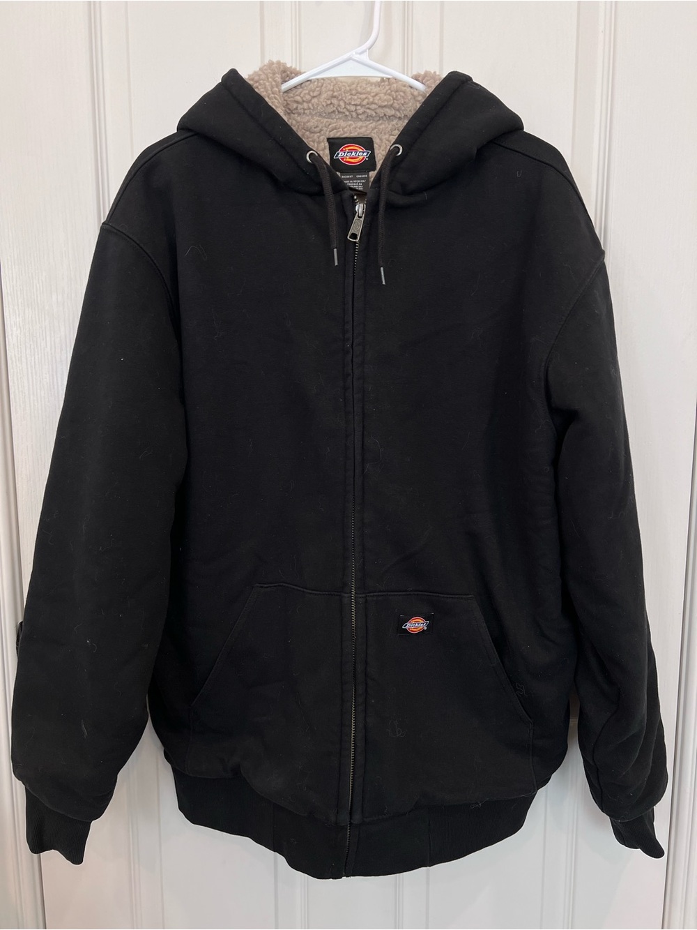 Dickies Black Hooded Sherpa-Lined Zip Jacket